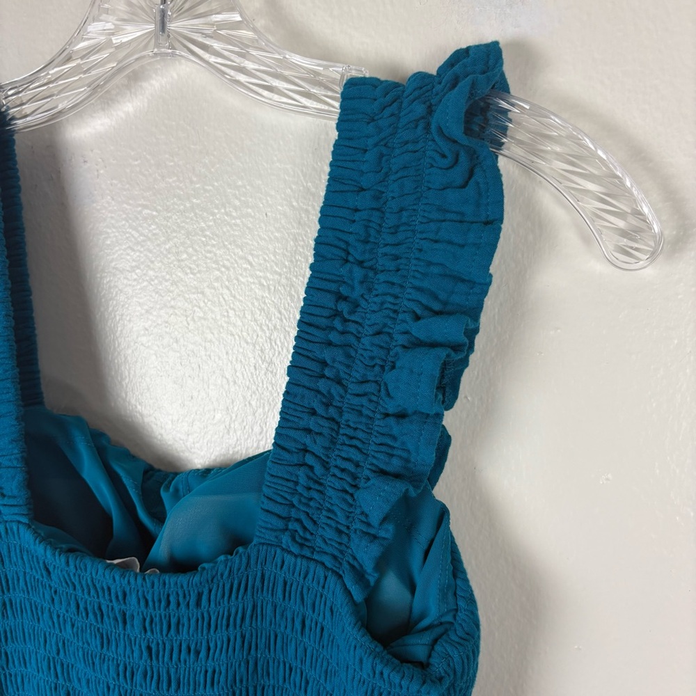 Soma Weekend Smocked Ruffle Strap Pintucked Midi Dress in Blue - Picture 10 of 15